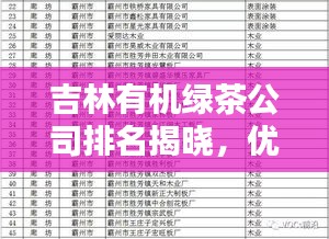 吉林有机绿茶公司排名揭晓，优质企业榜单不容错过！