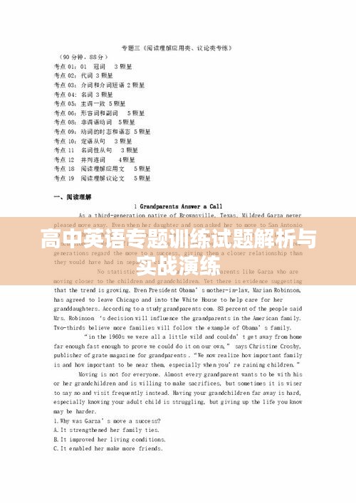 高中英语专题训练试题解析与实战演练