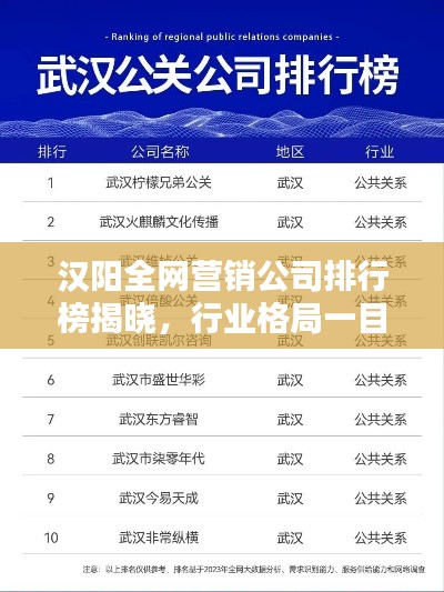 汉阳全网营销公司排行榜揭晓，行业格局一目了然，优质合作伙伴推荐