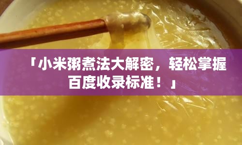 「小米粥煮法大解密，轻松掌握百度收录标准！」