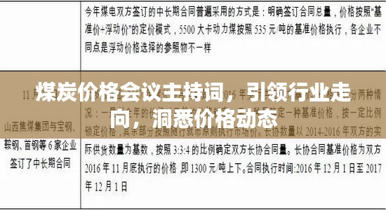 煤炭价格会议主持词，引领行业走向，洞悉价格动态