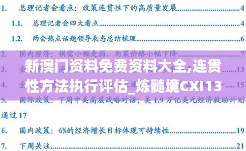 新澳门资料免费资料大全,连贯性方法执行评估_炼髓境CXI13.24