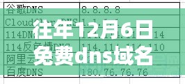 揭秘往年12月6日免费DNS域名背后的技术前沿与实际应用探讨