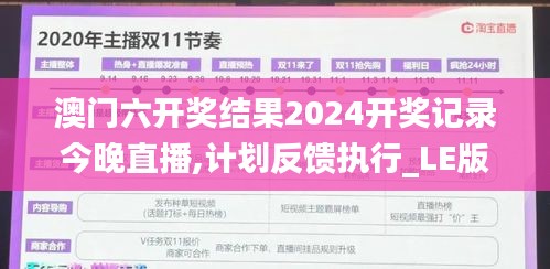 澳门六开奖结果2024开奖记录今晚直播,计划反馈执行_LE版1.600