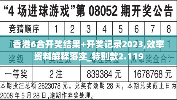 香港6合开奖结果+开奖记录2023,效率资料解释落实_特别款2.119