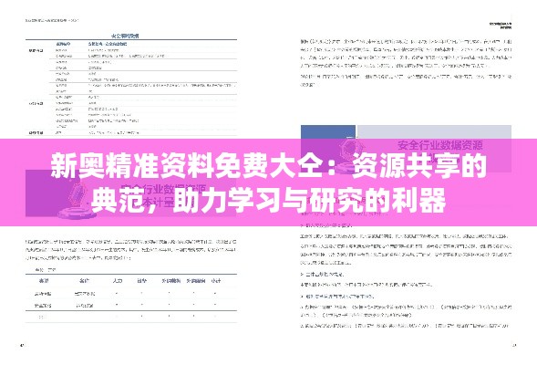 新奥精准资料免费大仝：资源共享的典范，助力学习与研究的利器