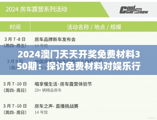 2024澳门天天开奖免费材料350期：探讨免费材料对娱乐行业的影响