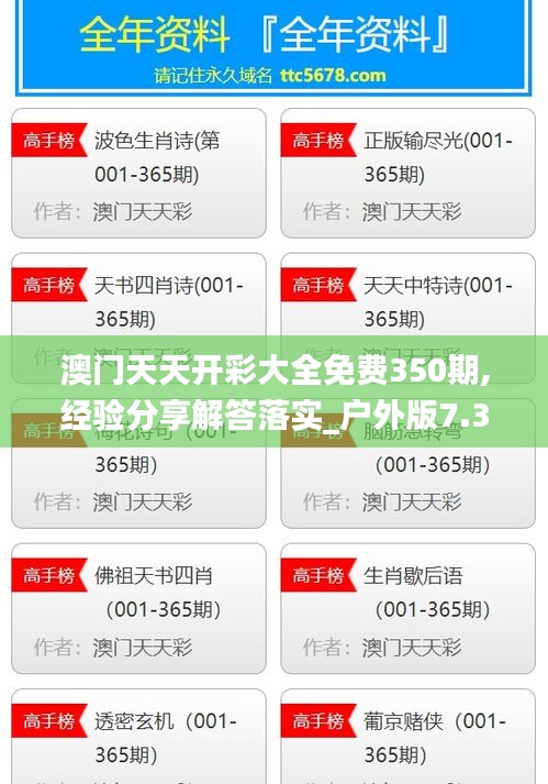 澳门天天开彩大全免费350期,经验分享解答落实_户外版7.318