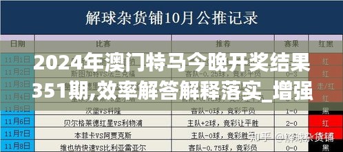 2024年澳门特马今晚开奖结果351期,效率解答解释落实_增强版4.536