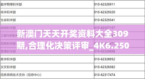 新澳门天天开奖资料大全309期,合理化决策评审_4K6.250