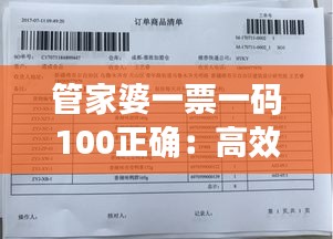 管家婆一票一码100正确：高效核对的智能化解决方案