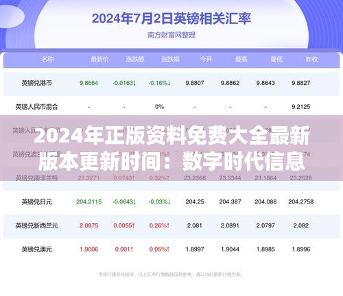 2024年正版资料免费大全最新版本更新时间：数字时代信息获取的便捷与挑战