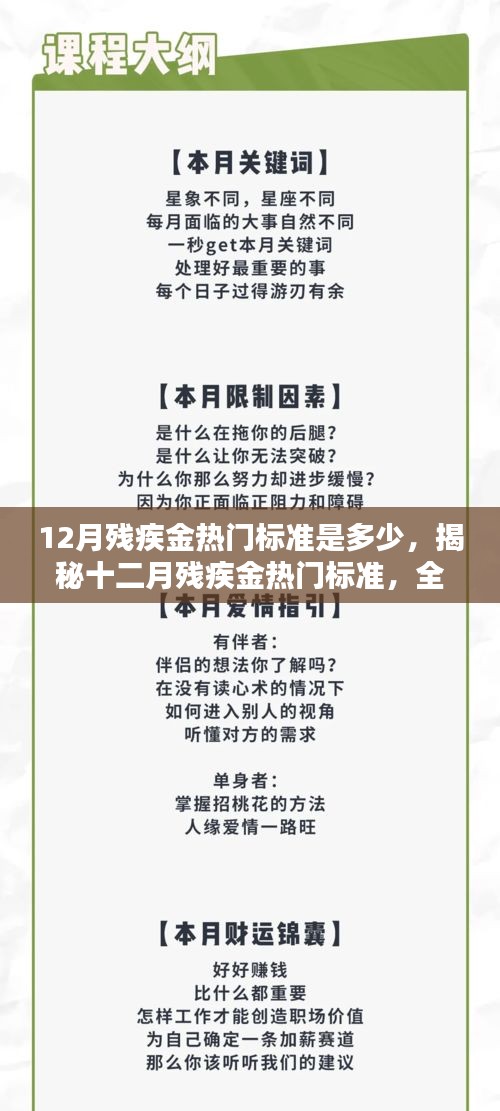 揭秘十二月残疾金热门标准，全面指南助你了解申请流程与关键步骤及最新标准