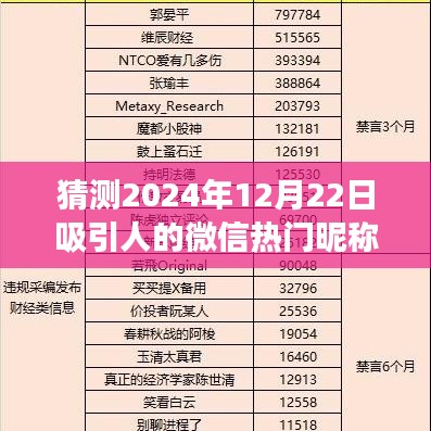 揭秘，2024年12月22日最受欢迎的微信昵称及其背后的故事