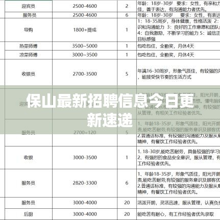 保山最新招聘信息今日更新速递