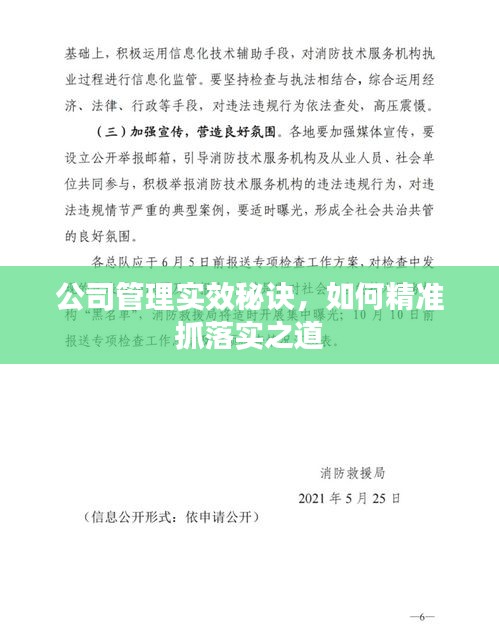 公司管理实效秘诀，如何精准抓落实之道