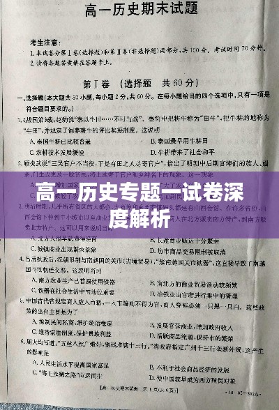 高一历史专题一试卷深度解析